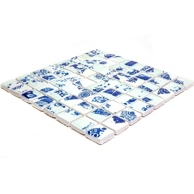 Hola-5-3 Испанская керамическая мозаика Gaudi Holanda синий белый светлый квадрат
