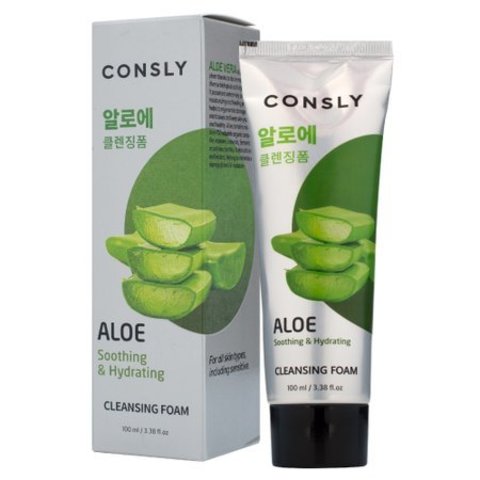 Успокаивающая кремовая пенка для умывания c экстрактом алоэ вера CONSLY Aloe Vera Soothing Creamy Cleansing Foam