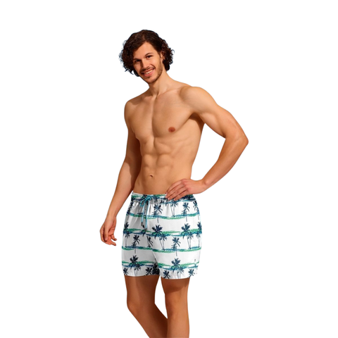 Мужские шорты для плавания белые с принтом DOREANSE 3813 Tahiti