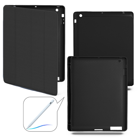 Чехол книжка-подставка Smart Case Pensil со слотом для стилуса для iPad 2, 3, 4 (Черный / Black)