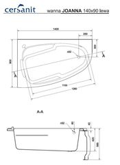 ВАННА АКРИЛОВАЯ CERSANIT JOANNA 140x90 ЛЕВАЯ С НОЖКАМИ