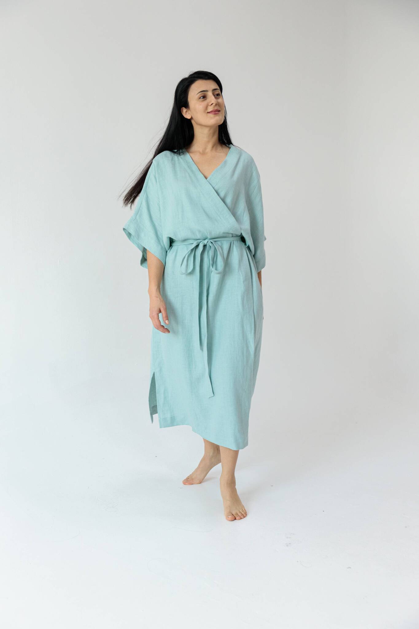 Платье-кимоно льняное oversize