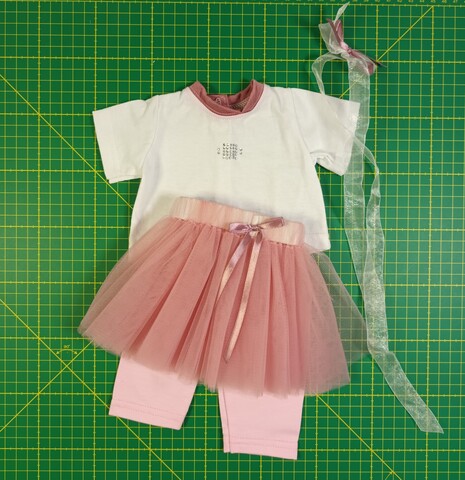 Комплект с юбкой ДИСКОНТ - Розовый. Одежда для кукол, пупсов и мягких игрушек.