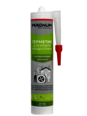 Герметик ДЛЯ КРОВЛИ И ВОДОСТОКОВ силиконовый MAGNUM белый, 280мл (уп - 24шт)