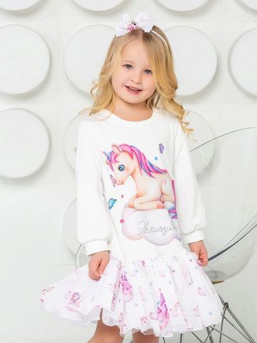 Хлопковое летнее платье "Единорожка на облаке" Luxury Baby