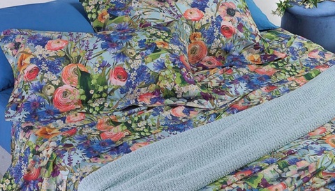 Постельное белье 2 спальное евро Mirabello Bouquet Di Camp 04V F.Aqua