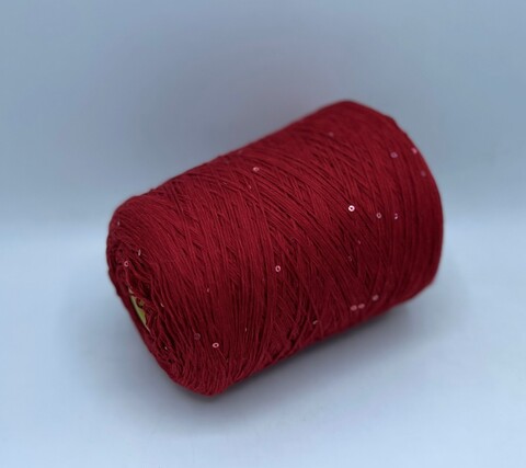 Zegna Baruffa (пр.Италия),art-Cotone 300м/100гр,100%Хлопок+пайетка, цвет-Красный. арт.23480