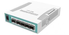 MikroTik Cloud Router Switch 106-1C-5S with QCA8511 400MHz CPU, 128MB RAM, 1x Combo port (Gigabit Ethernet or SFP), 5 x SFP cages, RouterOS L5, desktop case, PSU