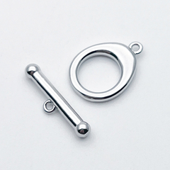 Замок-тоггл, цвет серебро (родий), размер 14*10 + 16*4 мм, цена за 1 шт