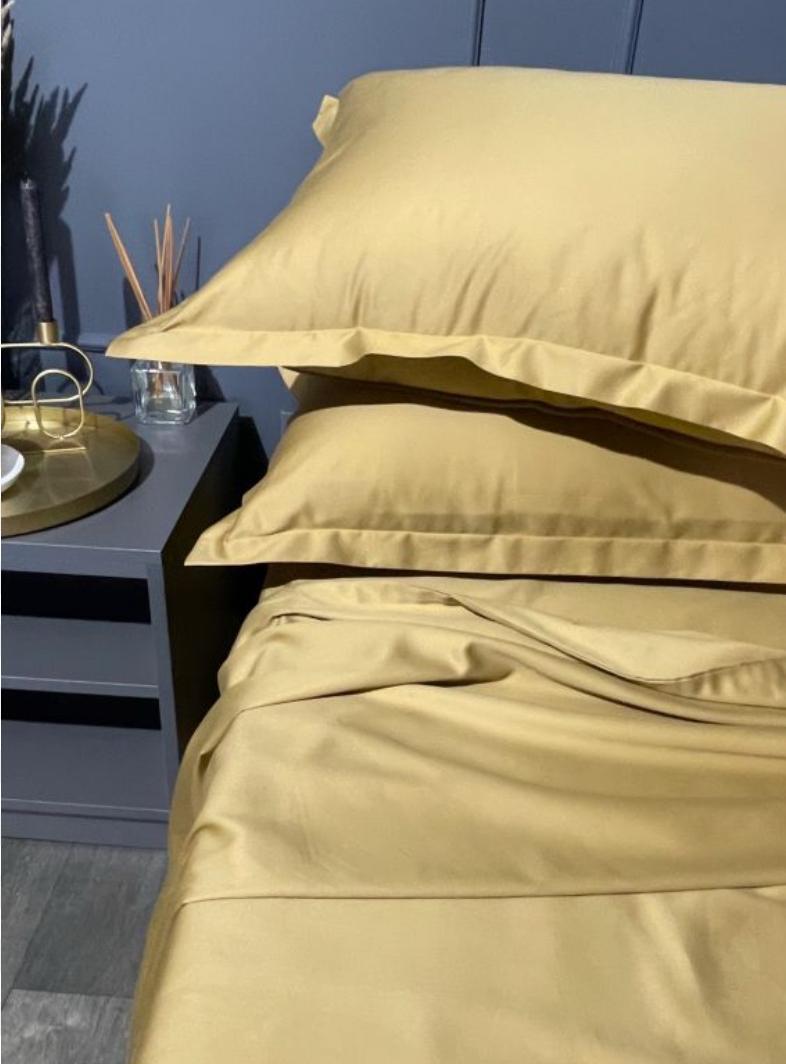 Комплект двуспальный Сатин однотонный Горчичный