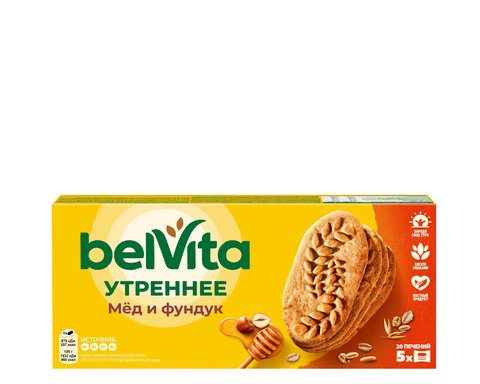 Печенье Юбилейное BelVita медовое с фундуком 225гр