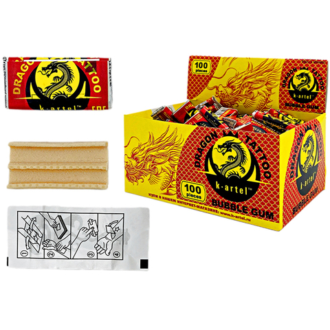 Жевательная резинка Dragon с тату со вкусом тутти-фрутти и мяты 1кор*10бл*100шт, 2,5гр