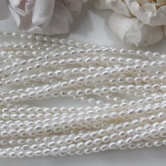 Жемчуг натуральный речной, рис, 2,8-3,8 мм, 1 нить, Ж015