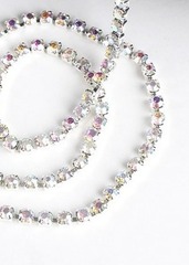 Цепь со стразами, ss 8, ш. 2,4 мм, серебро напыление AB в серебряной оправе