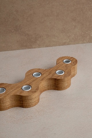 Подсвечник для тонких свечей, дерево с металлическими вставками