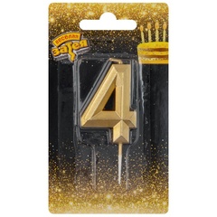 Свеча-цифра Диамант Золото 