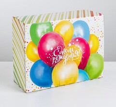 Коробка самосборная одиночная Прямоугольник, 23*30*12 см, «С Днем рождения», 1 шт