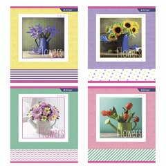 
          Тетрадь 36 л., А5, линия, Alingar "Яркие букеты", скрепка, второй блок 60г/м2, мелованный картон (стандарт), 4 дизайна в пленке т/у