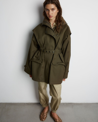 Тренч на молнии из хлопка Берберри хаки