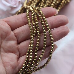 Гематин гематит, граненый шарик, 3 мм, бронза, 1 нить, ГМ095