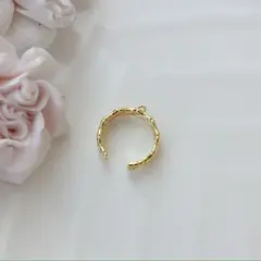 Кольцо с петелькой Бамбук, регулируемое, позолота , Д066