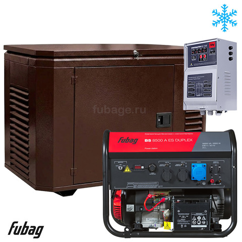 Бензиновый генератор в зимнем кожухе с блоком АВР Fubag BS 8500 A ES DUPLEX/1200SCW RAL 8019