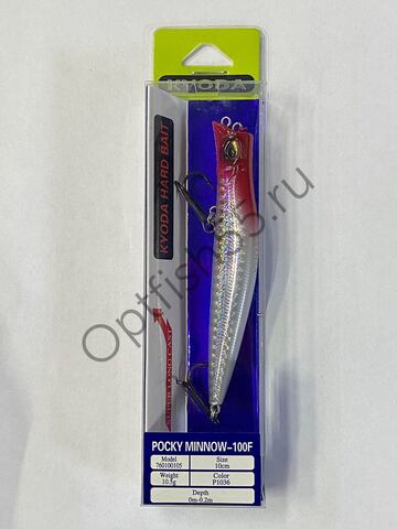 Воблер KYODA Pocky Minnow-100F 10см, 10,5гр, загл. 0м-0,2м цв:Р1036