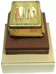 Инкрустированная Икона Святые благоверные князья Борис и Глеб 20х15см на натуральном дереве, в подарочной коробке