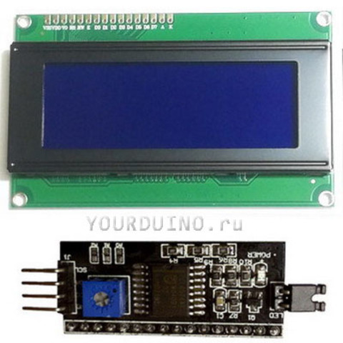 Дисплей LCD2004 (синий) + I2C Конвертер