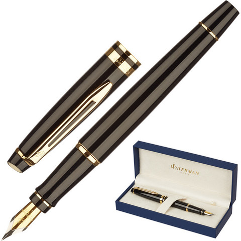 Ручка перьевая Waterman Expert S0951640 цвет чернил синий цвет корпуса черный с позолотой (артикул производителя S0951640)