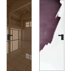 Скрытая дверь Invisible 1M кромка чёрная матовая снаружи зеркало Bronze внутри под окраску