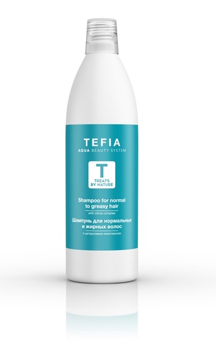 Шампунь для нормальных и жирных волос с цитрусовым комплексом TEFIA, 1000 мл