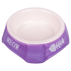 Mr.Kranch миска керамическая для кошек фиолетовая с рыбками 140 мл