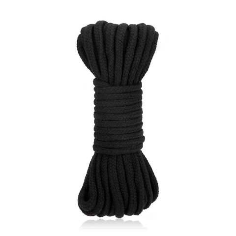 Черная хлопковая веревка для связывания Bondage Rope - 10 м. - Lux Fetish LF5106-BLK