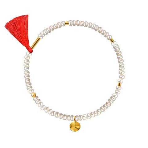 браслет из белого жемчуга с золотом