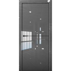 Купить Межкомнатная дверь глянец Pt 2 Платина crystall gray алюминиевая кромка Al Black Edition глухая