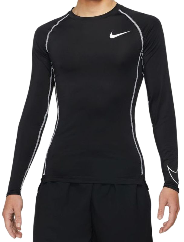 Термобелье Nike Pro Dri-Fit Tight Top LS M - black/white/white – купить за4788 руб