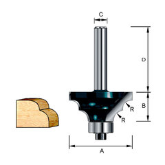 Фреза кромочная для двойной круглой кромки 31,8х32х14,28х8 мм; R=4,46 мм D-11411