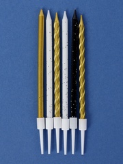 Свечи в торт «Праздничное волшебство», 6 шт, белый, черный, золотой