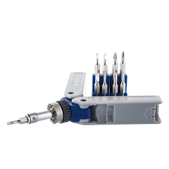 Отвертка реверсивная КОБАЛЬТ складная, с набором бит для точных работ, CR-V  (9 шт.) блист (245-466)