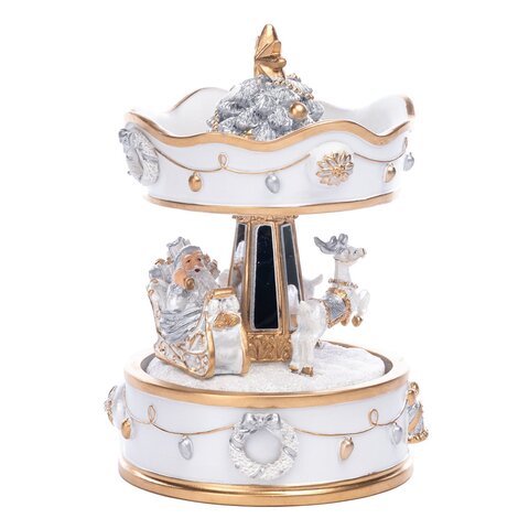 Музыкальная шкатулка с Сантой 16см Goodwill белая