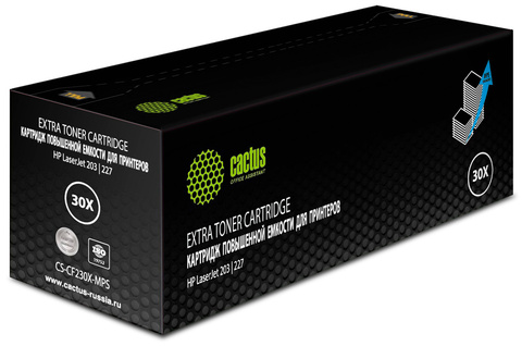 Лазерный картридж Cactus CS-CF230X-MPS (HP 30X) черный увеличенной емкости для HP LaserJet 203, 227 (5'000 стр.)