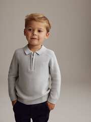 Джемпер с воротником на молнии для мальчика Next K82-656, Светло-серый