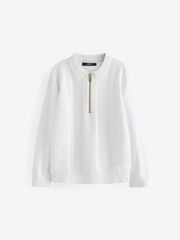 Поло с длинным рукавом и молнией для мальчика Next 433-288, Белый