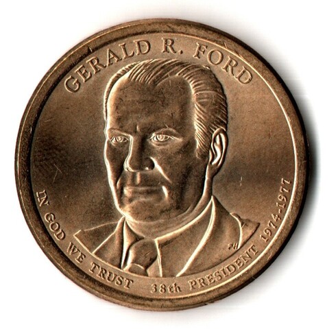 Монета США - 1 доллар 2016 год - 38-й президент США Джеральд Форд