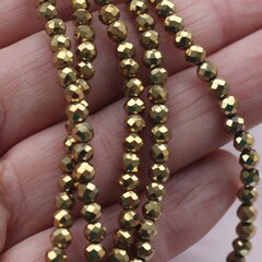 Гематин гематит, граненый шарик, 3 мм, бронза, 1 нить, ГМ095