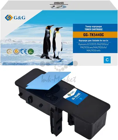 Тонер-картридж G&G, аналог Kyocera TK-5440C голубой для Kyocera PA2100cx, PA2100cwx, MA2100cfx, MA2100cwfx 2.4k с чипом