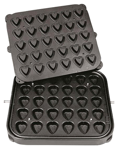 Форма для тарталетницы Kocateq DHTartmatic Plate 18 (сердечки, верхний 51х46 мм, нижний 33х30 мм, 30 шт.)