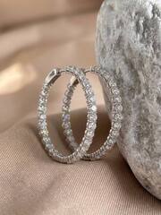 Серьги-конго Tiffany из серебра с муассанитами 3мм d30/40/50mm
