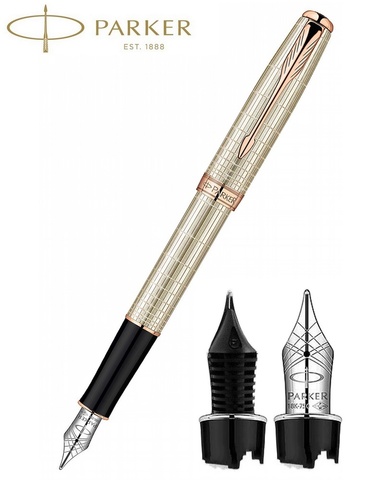 Ручка перьевая Parker Sonnet F535 Premium Feminine, Chiselled Silver PGT, F (1859488)